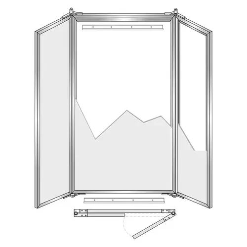 Custom Triple Mirror Frame with 11/16" Face and Adjustable Tension Hinge - Brite Anodized