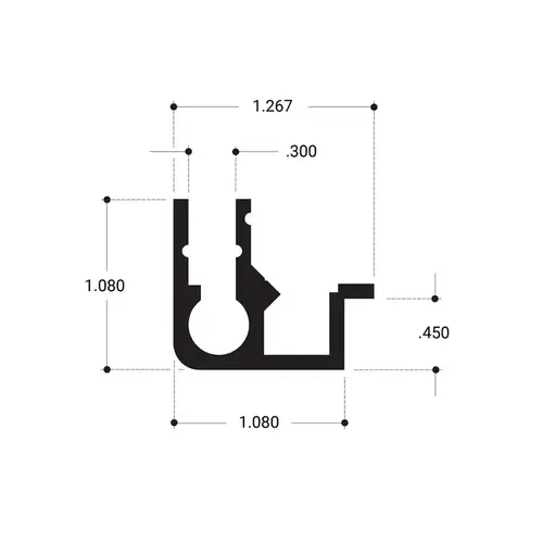 Showcase Vertical Hinge Door Upright Extrusion Brite Anodized  4" Sample