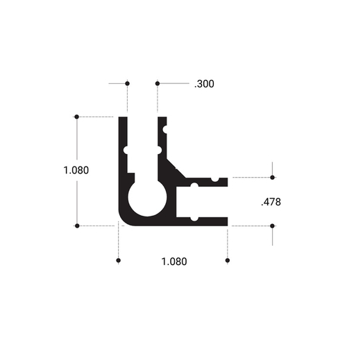 Showcase Vertical Upright Extrusion Brite Anodized 144" Length