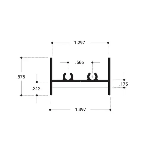 Wood End Showcase Vertical JambAluminum Extrusion - Brite Anodized  36" Stock Length - pack of 4