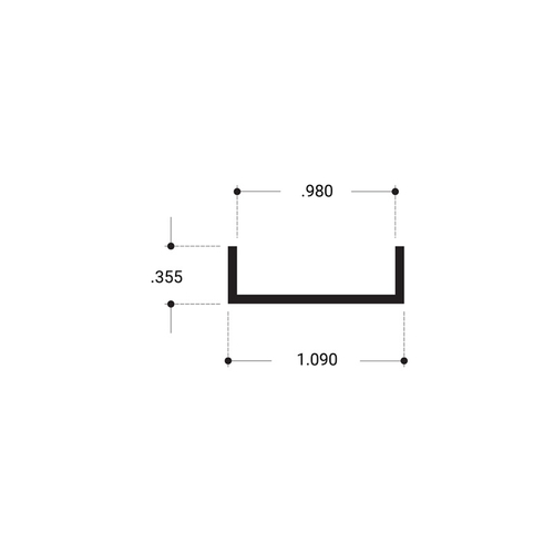 Horizontal Snap-inAluminum Extrusion - Dark Black/Bronze Anodized  36" Stock Length - pack of 4