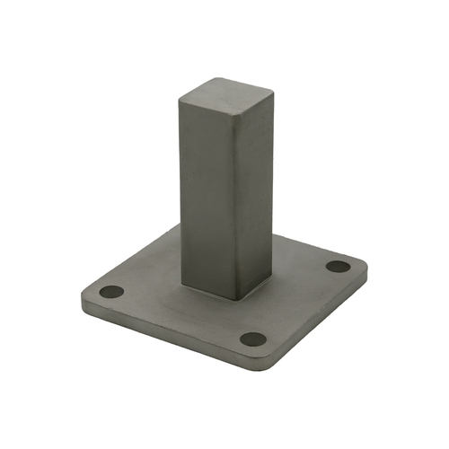 Post Stanchion with 5" Square Base - Mill Stainless Steel