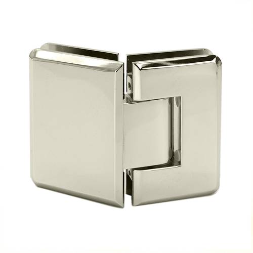 Preston Beveled Glass To Glass 135 Degree Hinge - Polished Nickel