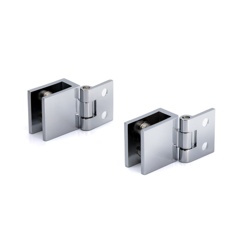 Small Wall Mount Set Screw Hinges for 1/4" to 5/16" Glass - Chrome - pack of 2