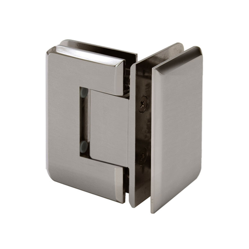 Preston Beveled Glass To Glass 90 Degree Hinge - Brushed Nickel