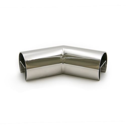 Roll Formed Cap Rail Corner 135 Degree Horizontal - 1-1/2" Diameter - Polished Stainless