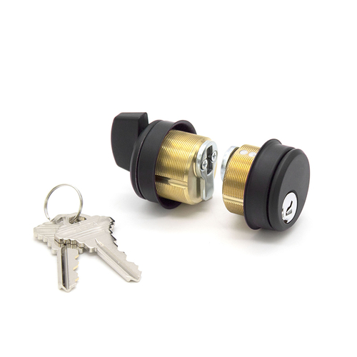 NPF Mortise Keyed Cylinder & T-Turn Rings 2-Keys Dark Bronze Anodized