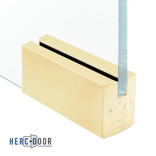 FHC PR25S34SB 2-1/2" Square Patch Rail 12" Long Without Lock - 3/4" Glass - Satin Brass