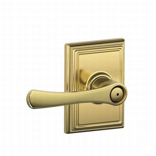 Avila Lever with Addison Rose Privacy Lock with 16080 Latch and 10027 Strike Bright Brass Finish