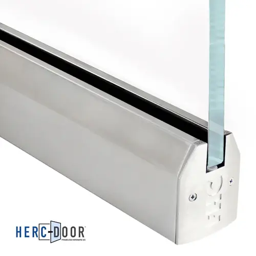 2-1/2" Low Profile Tapered Door Rail Without Lock for 1/2" Glass - 35-3/4" Length - Brushed Stainless