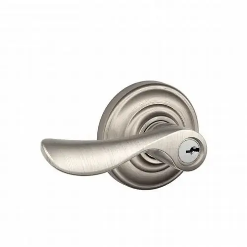 Champagne Lever with Andover Rose Keyed Entry Lock C Keyway with 16211 Latch and 10063 Strike Satin Nickel Finish