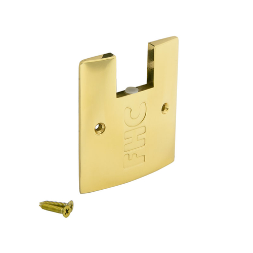 2-1/2" Square Door Rail End Cap for 5/8" to 3/4" Glass - Polished Brass