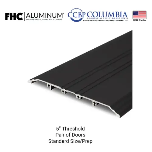 5" Threshold for Pair of Doors with No Hinge Prep - Dark Bronze Anodized - Standard Length / Hardware Prep