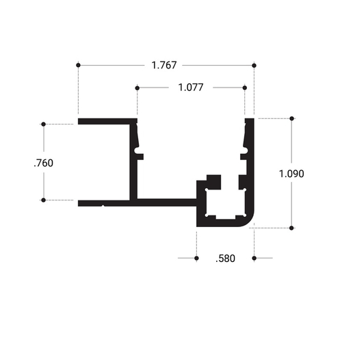 Showcase Base Sliding Door Rail Aluminum Extrusion - Brite Anodized  36" Stock Length - pack of 4