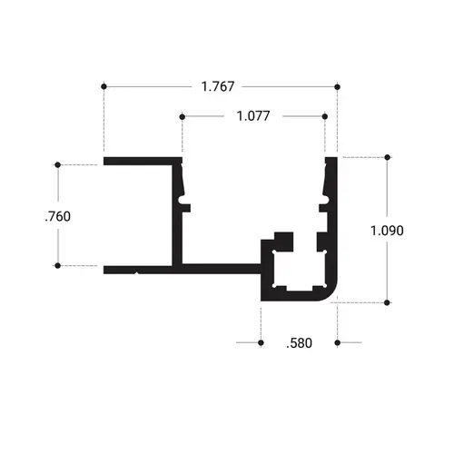 Showcase Base Sliding Door Rail Aluminum Extrusion - Brite Anodized  72" Stock Length - pack of 2