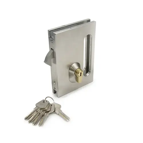 Euro Center Lock Housing Hook Bolt Type with Strike Plate - Brushed Stainless