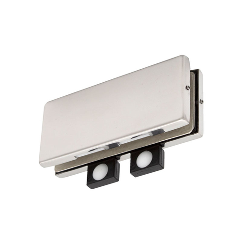 Transom Mount Door Stop Patch Fitting W/2 Stops - Polished Stainless Steel