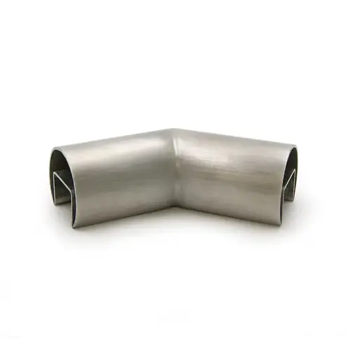 Roll Formed Cap Rail Corner 135 Degree Horizontal - 1-1/2" Diameter - Brushed Stainless