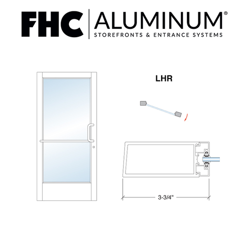 FHC D3410L4HSA 300 Series Stock Medium Stile Single Aluminum Door - LHR - Continuous Hinge - Satin Anodized