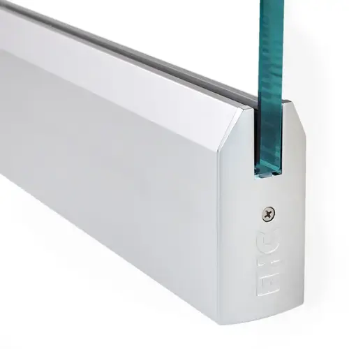 4" Tall Door Rail Tapered Profile 36-3/4" Length Pivot Point at 3-5/8" Without Lock for 1/2" Glass - Satin Anodized