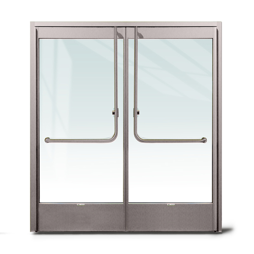 Aspire Heavy-Duty Insulated Glass Entrance Door with 4" Top And 10" Bottom Door Rails - Brushed Stainless