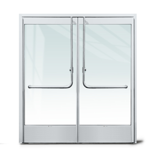 Aspire Heavy-Duty Insulated Glass Entrance Door with 4" Top And 10" Bottom Door Rails - Polished Stainless