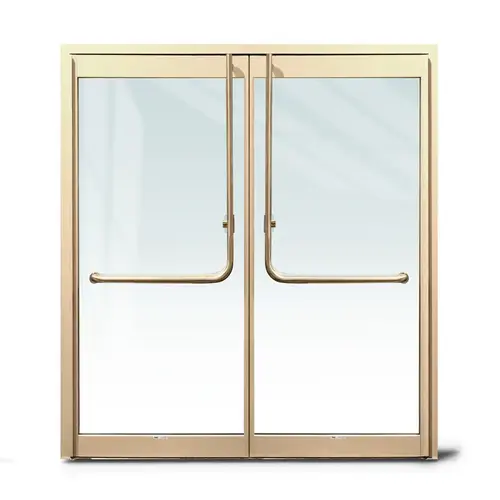 Aspire Heavy-Duty Insulated Glass Entrance Door with 4" Top And 4" Bottom Door Rails - Polished Brass