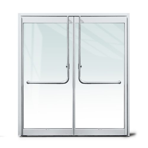 Aspire Heavy-Duty Insulated Glass Entrance Door with 4" Top And 4" Bottom Door Rails - Polished Stainless