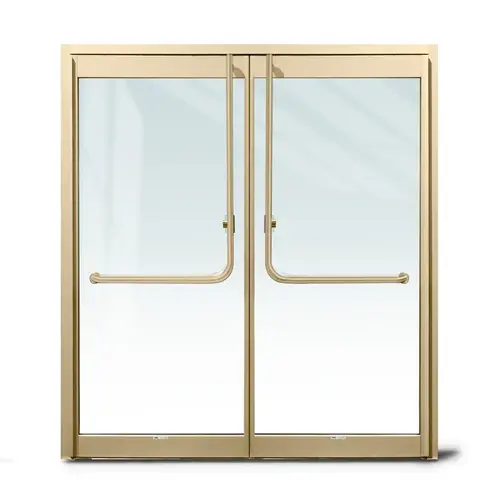 Aspire Heavy-Duty Insulated Glass Entrance Door with 4" Top And 4" Bottom Door Rails - Satin Brass