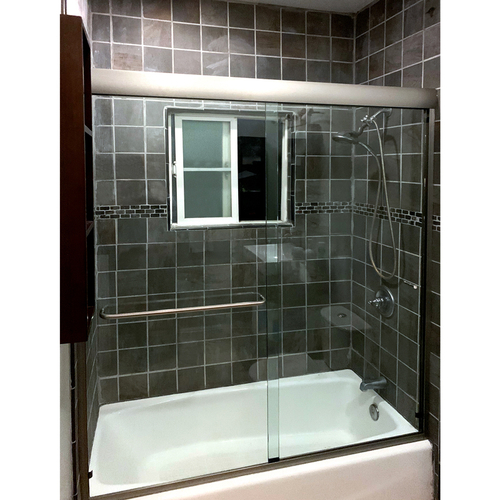 Classic Series Tub Door Sliding Kit for 1/4" Glass 60" X 72" Long - Matte Black GLASS NOT INCLUDED