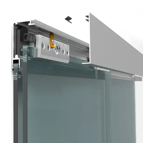 Compact 161 Single Sliding Door With Fixed Panel Kit - Satin Anodized