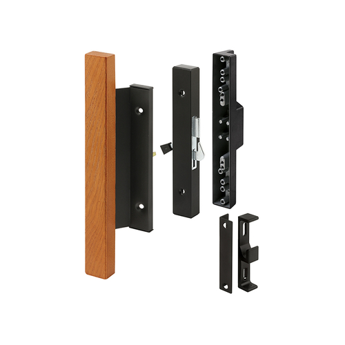 Black Diecast With Hardwood Handle Surface Hook Sliding Patio Door Pull