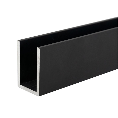 Wet Glaze 1" X 1-1/2" Deep U-Channel Matte Black Anodized  12" Length - pack of 25