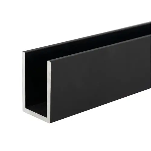 Wet Glaze 1" x 1-1/2" Deep U-Channel Matte Black Anodized 240" Length