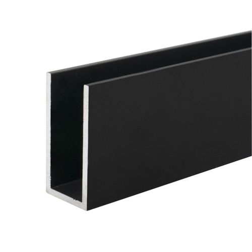 Wet Glaze 1" X 2" Deep U-Channel Matte Black Anodized  23" Length