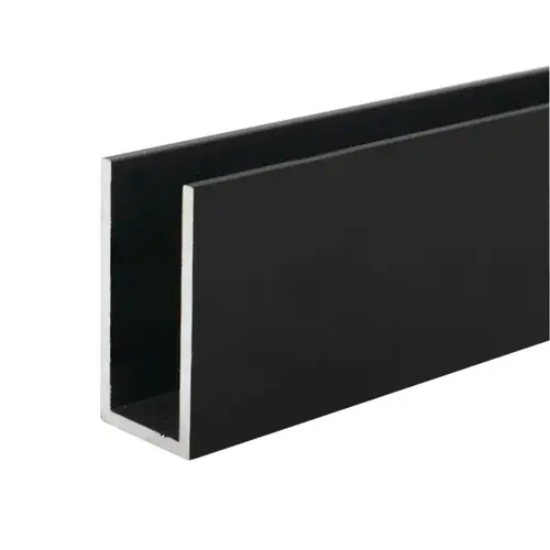 Wet Glaze 1" X 2" Deep U-Channel Matte Black Anodized  4" Sample