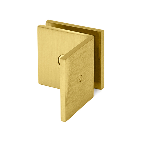 Square Wall Mount Glass Clamps With Large Leg - Satin Brass