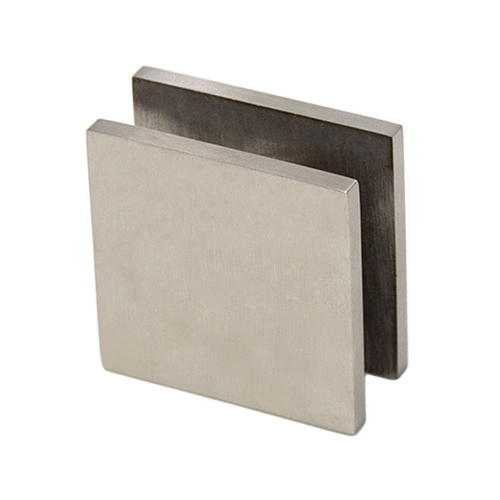 Clamp for Mall Fronts 180 Degree Square for 3/8" to 3/4" Glass - Brushed Stainless