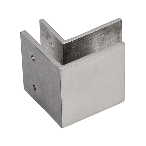 Clamp for Mall Fronts Wall Mount Square for 3/8" to 1/2" Glass - Brushed Stainless