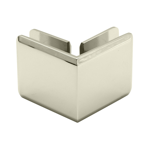 Beveled 90 Degree Glass Clamp - Polished Nickel