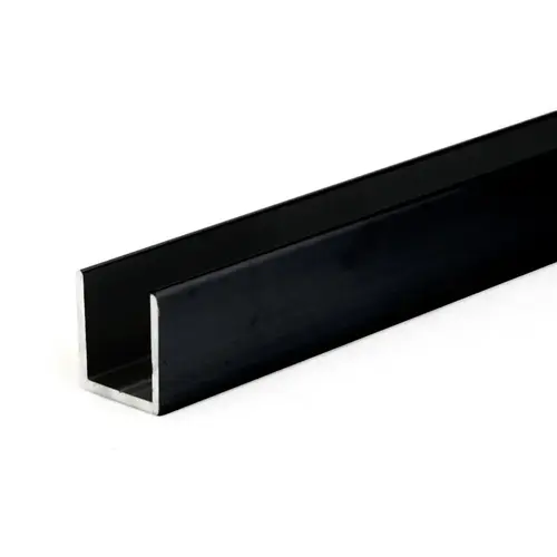 3/4" x 3/4" Deep U-Channel Matte Black  12" Length - pack of 50