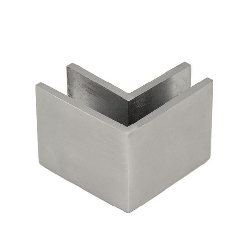 Clamp for Mall Fronts 90 Degree Square for 3/8" to 1/2" Glass - Brushed Stainless