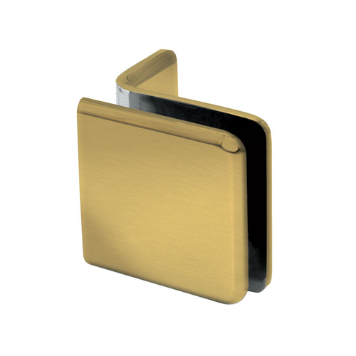 Beveled Wall Mount Glass Clamps with Small Leg - Satin Brass