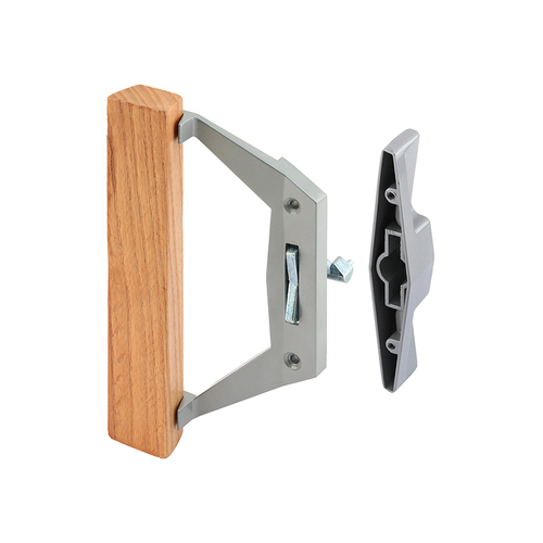 Gray Diecast Sliding Door Handle With Wood Pull (Single Pack)