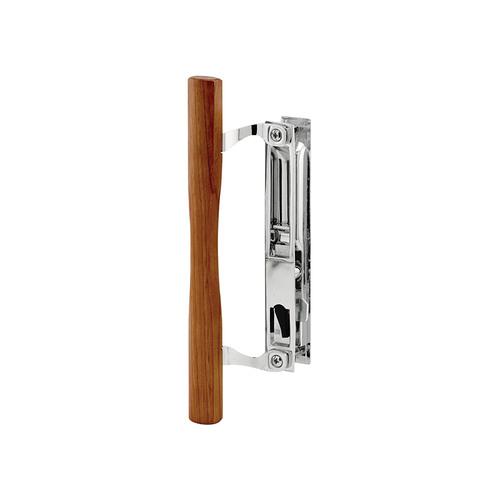 Chrome Diecast Sliding Door Handle Set With Wood Pull - Fits Acorn Doors (Single Pack)