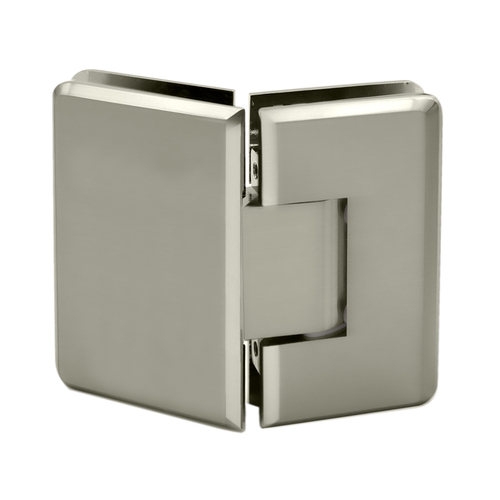 Carolina Series 135 Degree Adjustable Glass-to-Glass Hinge for 3/8" to 1/2" Glass - Polished Nickel