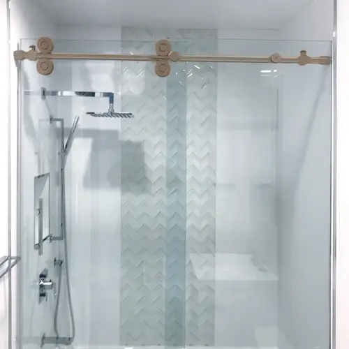 Clearwater Series Sliding Shower Door System for 3/8" or 1/2" Glass - Brushed Bronze GLASS NOT INCLUDED