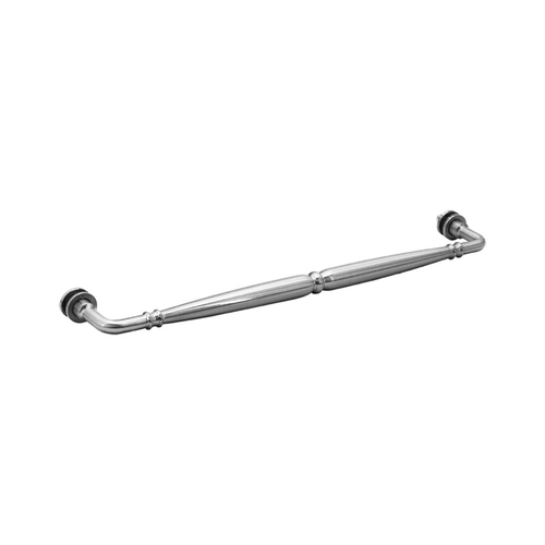 24" Baroque Style Towel Bar Single-Sided for 1/4" to 1/2" Glass - Polished Chrome