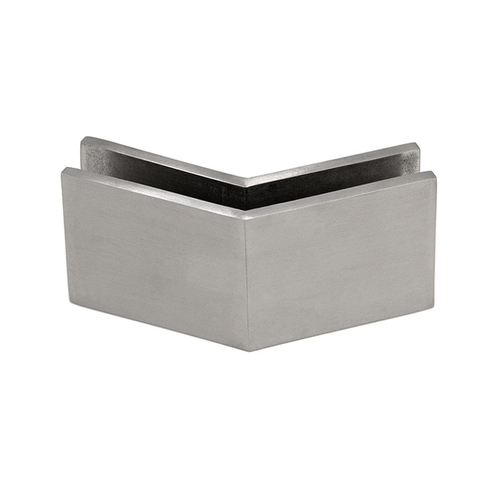 Clamp for Mall Fronts 135 Degree Square for 3/8" to 1/2" Glass - Brushed Stainless