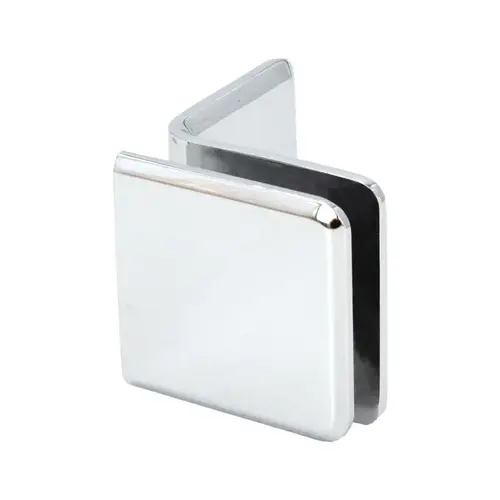 Beveled Wall Mount Glass Clamps With Large Leg - Polished Chrome